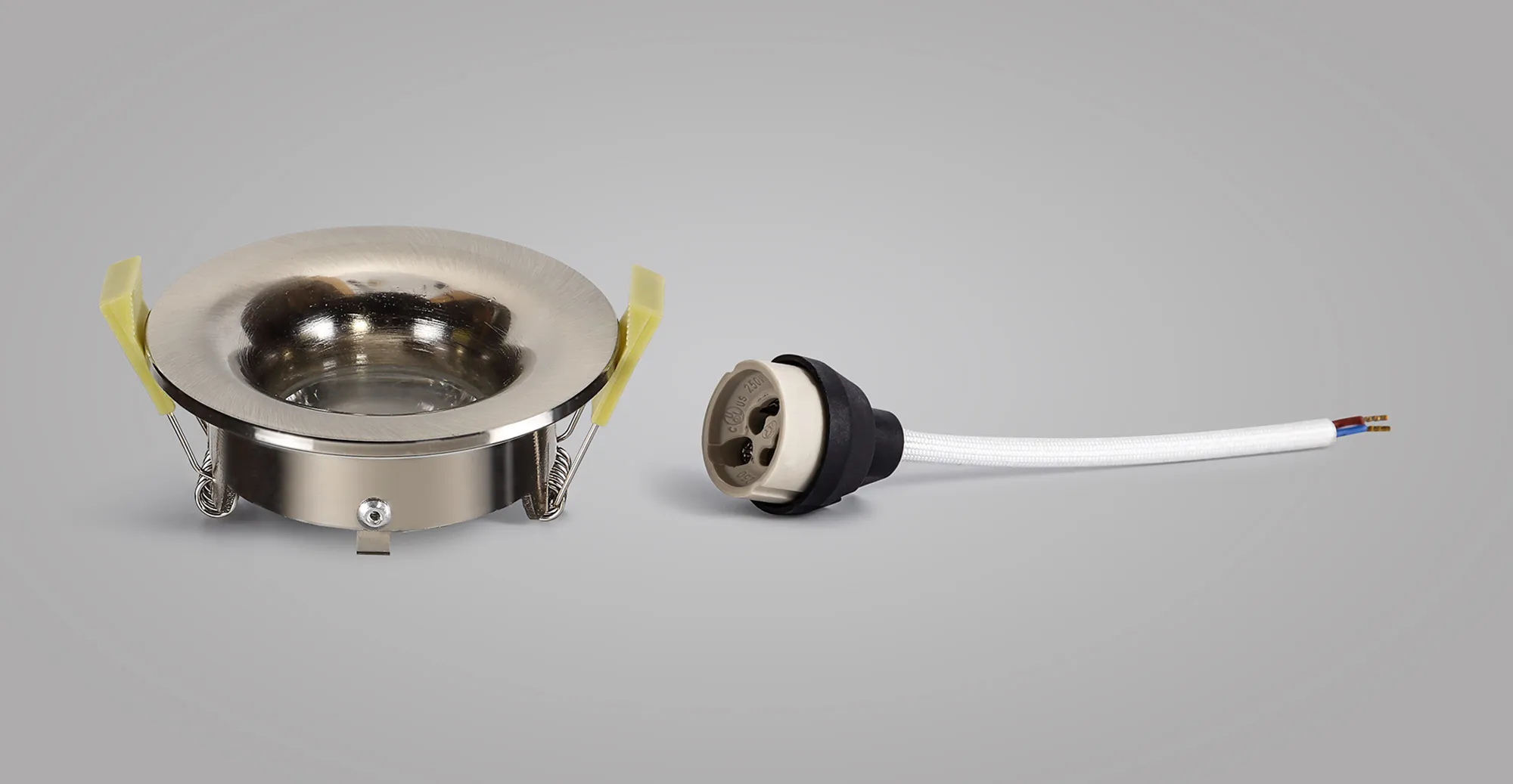 Bruve GU10 Recessed Round Satin Nickel IP65 Downlighter, Cut-Out 68mm DX200403  Dlux Bruve IP65